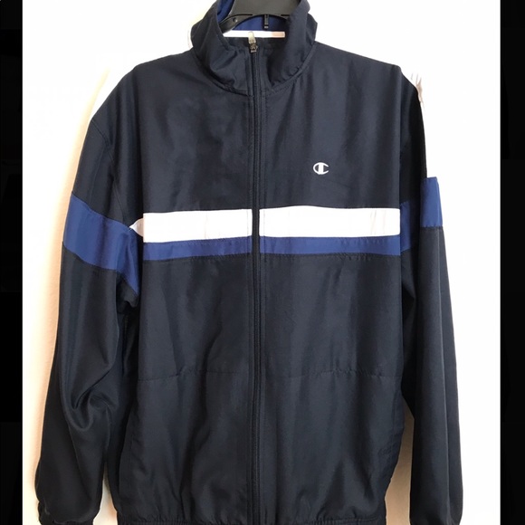 champion windbreaker mens navy